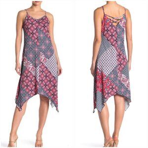 Red & Blue Patchwork Midi Handkerchief Sundress